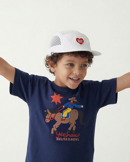 White BB Heart Mesh Camp Cap