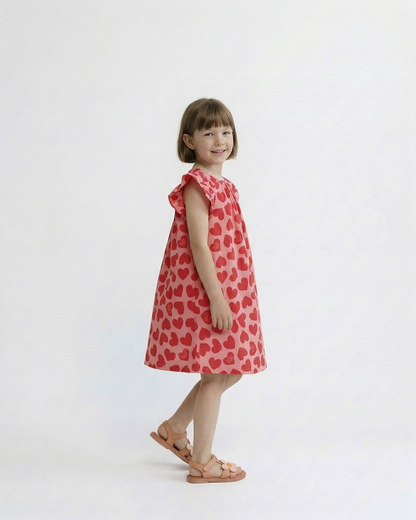 GIRL Pink BB Heart Pattern Polysucker Dress