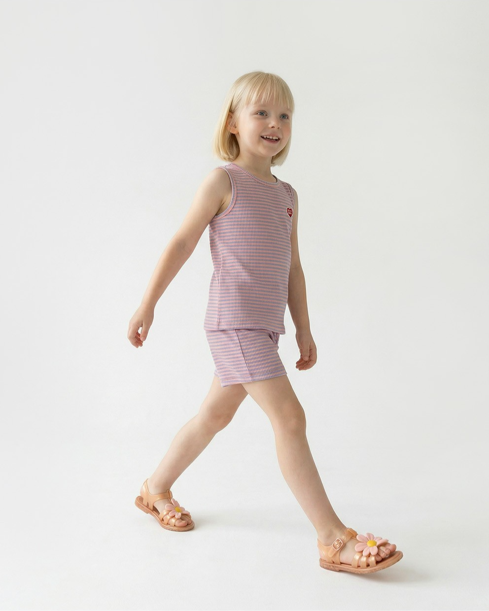 [SET] Violet BB Heart Stripe Sleeveless Shorts