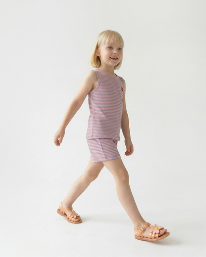 [SET] Violet BB Heart Stripe Sleeveless Shorts