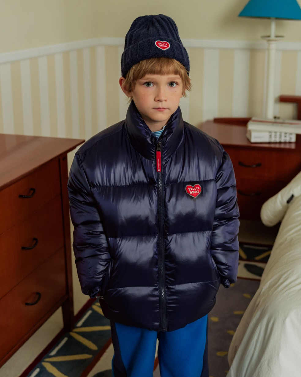 Navy BB Heart Basic Puffer Jumper