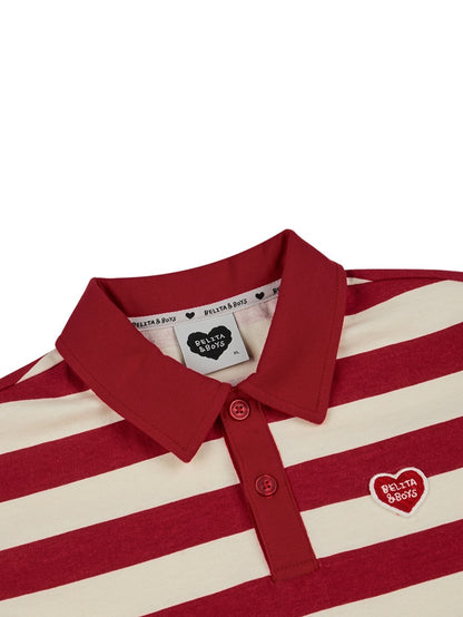 Red BB Heart Stripe Rugby Shirt