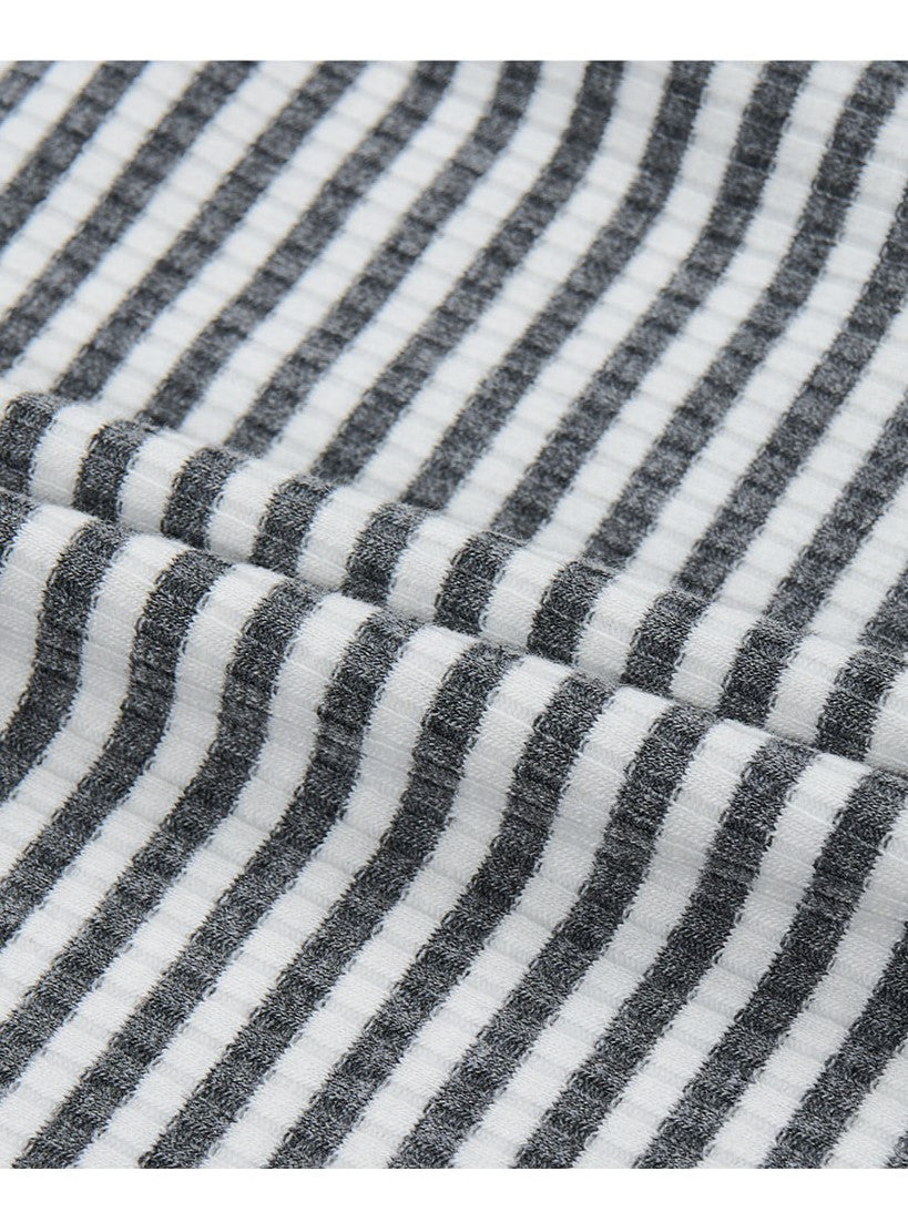 Grey BB Heart Stripe Rib Long Sleeve