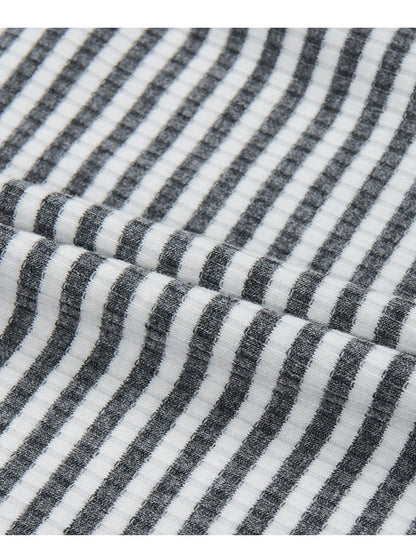 Grey BB Heart Stripe Rib Long Sleeve