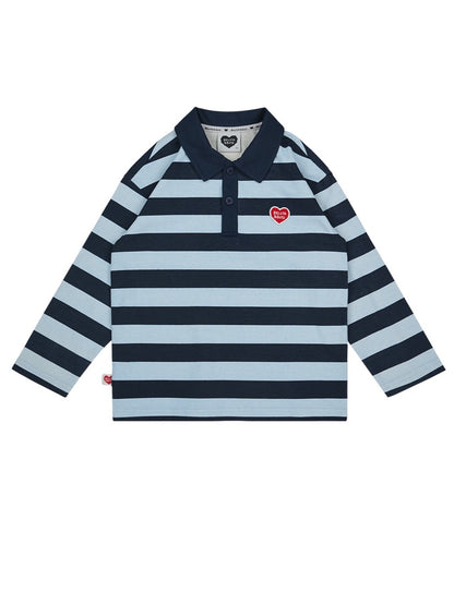 Navy BB Heart Stripe Rugby Shirt