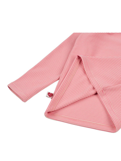 Pink BB Heart Stripe High Neck Long Sleeve