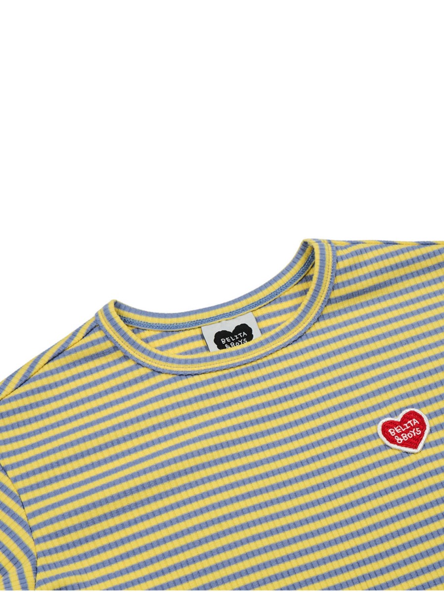 Light Blue BB Heart Stripe Rib Long Sleeve