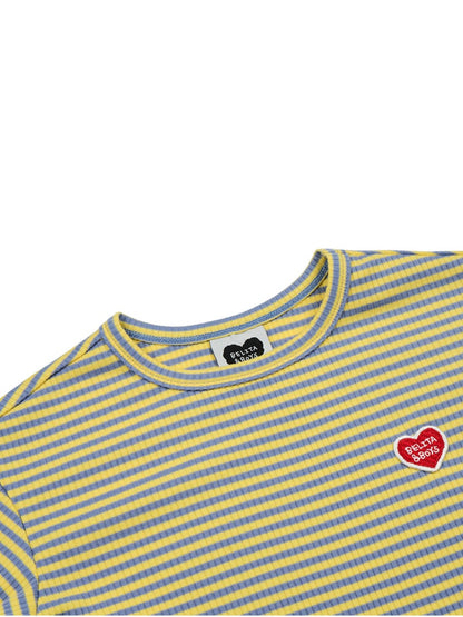 Light Blue BB Heart Stripe Rib Long Sleeve