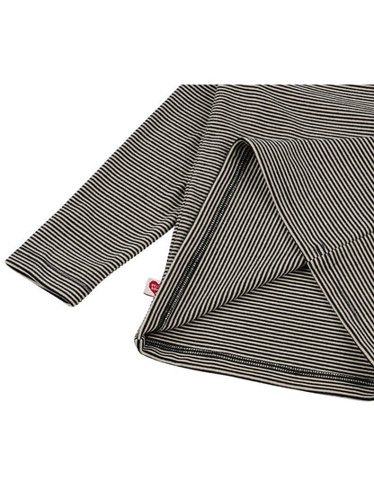 Black BB Heart Stripe High Neck Long Sleeve