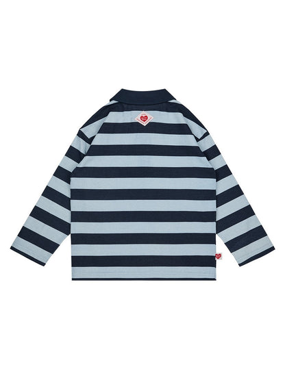 Navy BB Heart Stripe Rugby Shirt