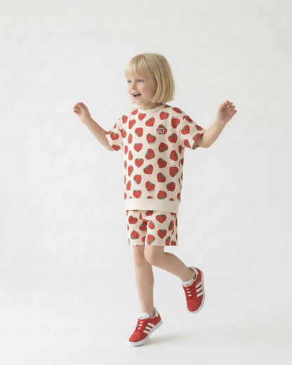 [SET] Red Berry Pattern Shorts