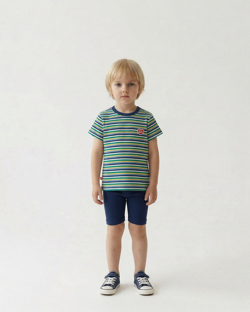 [SET] Blue Colorful Stripe Short One Mile
