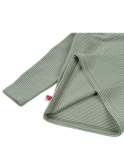 Green BB Heart Stripe High Neck Long Sleeve