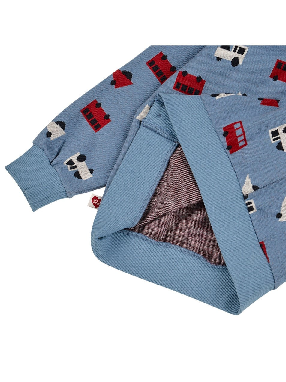 Light Blue Bus and Truck Pattern Knit Cardigan