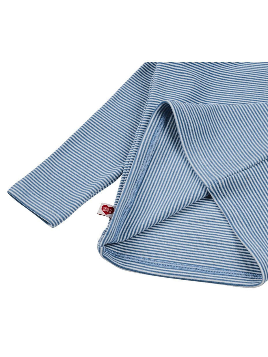 Blue BB Heart Stripe High Neck Long Sleeve