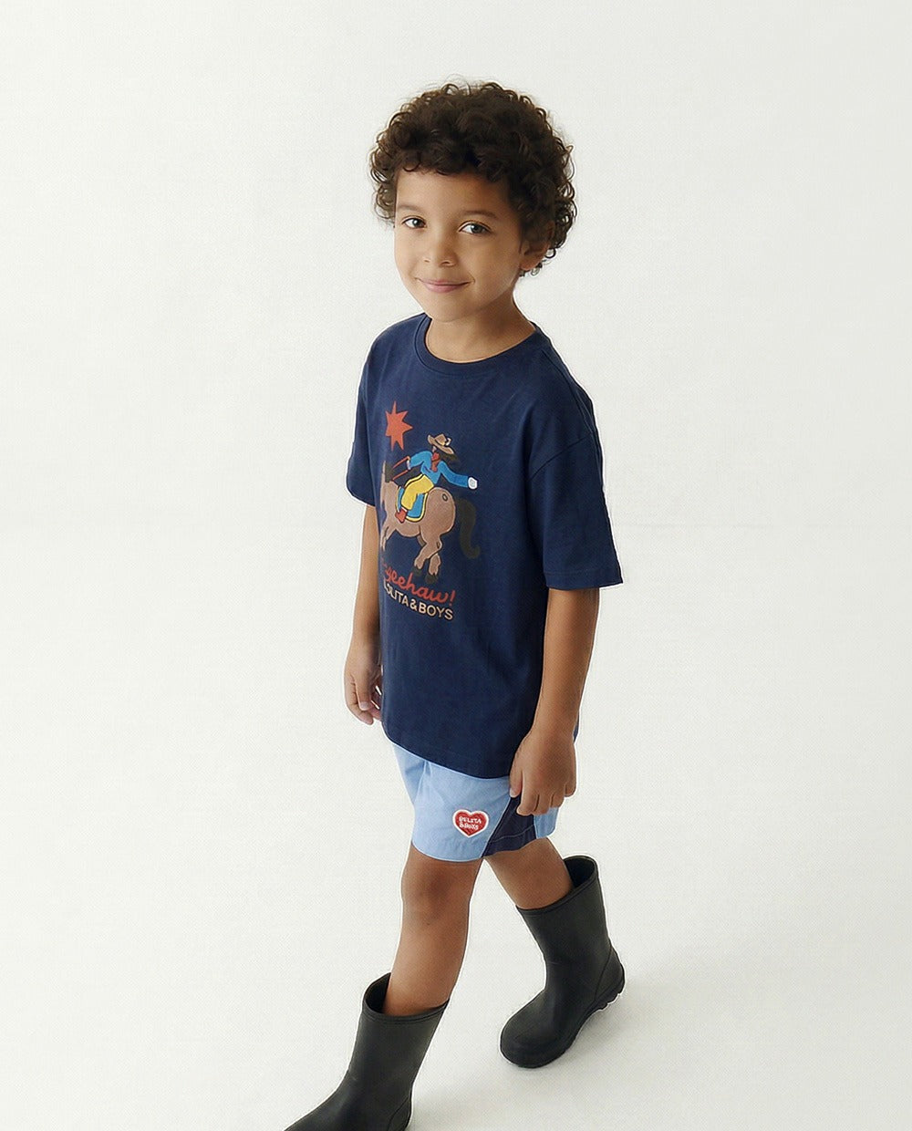 Blue BB Heart Edge Color Block Shorts