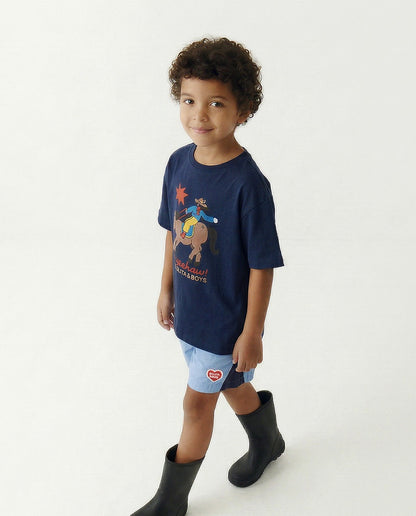 Blue BB Heart Edge Color Block Shorts