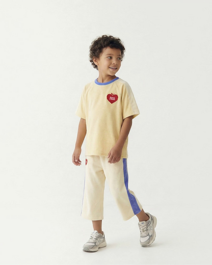 Cream Bubble Apple Terry Crop Pants