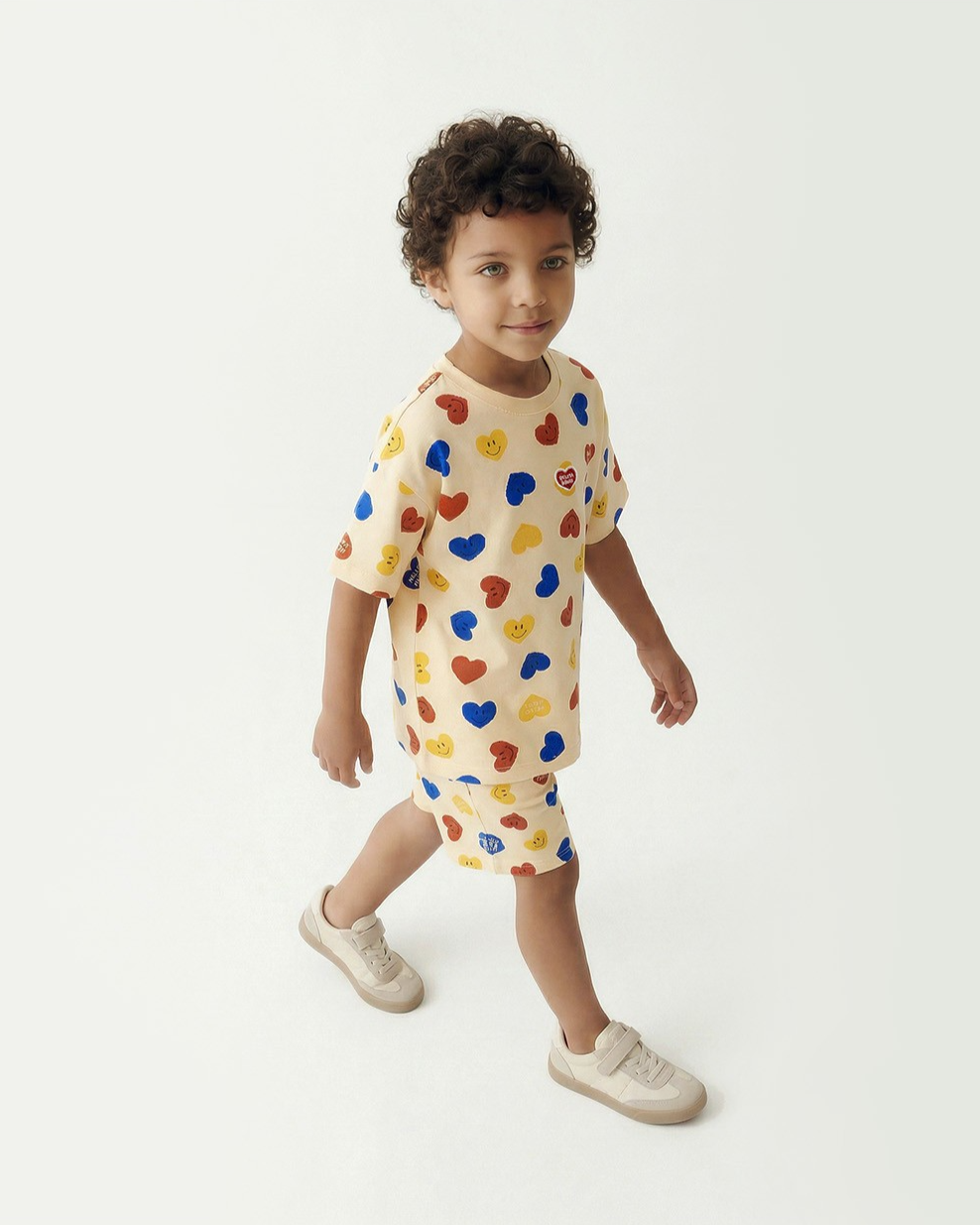 [SET] Light Yellow Smile Heart Pattern Shorts