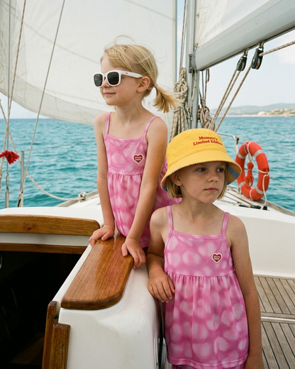 [GIRL SET] Pink Water Dye Heart Pattern Sleeveless Shorts