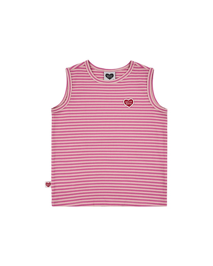 [SET] Pink BB Heart Stripe Sleeveless Shorts