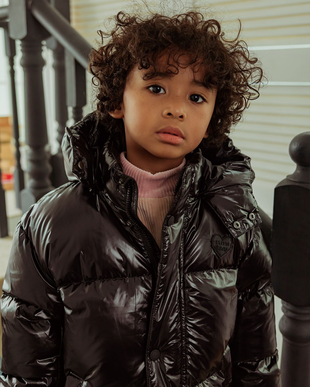 Black Glossy Duck Down Hooded Jumper