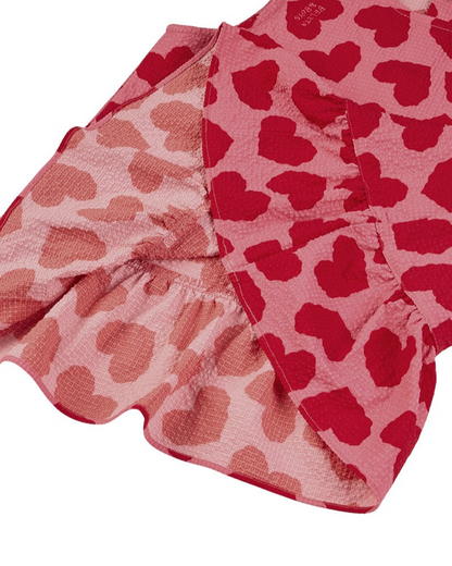 [GIRL SET] Pink BB Heart Pattern Polysucker Blouse & Shorts