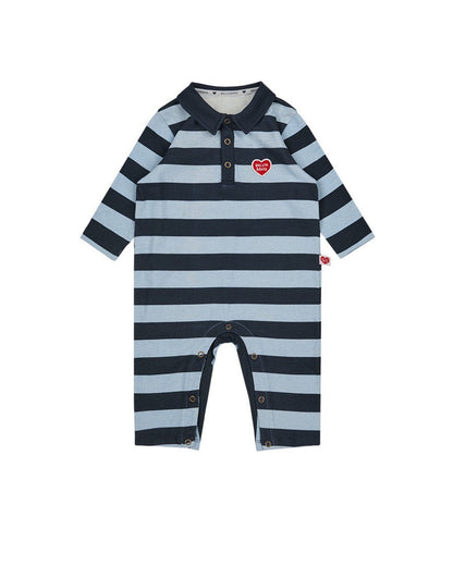 BABY Navy BB Heart Stripe Collar Jumpsuit