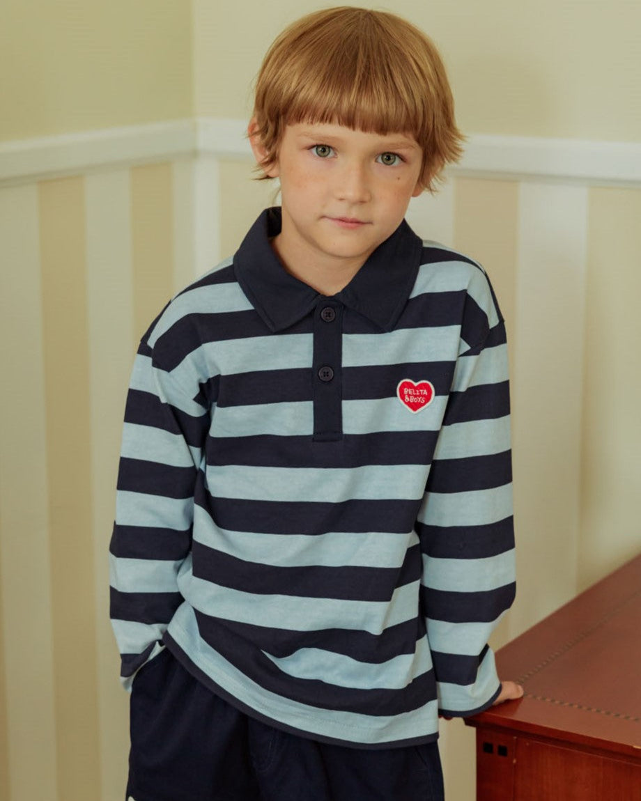 Navy BB Heart Stripe Rugby Shirt