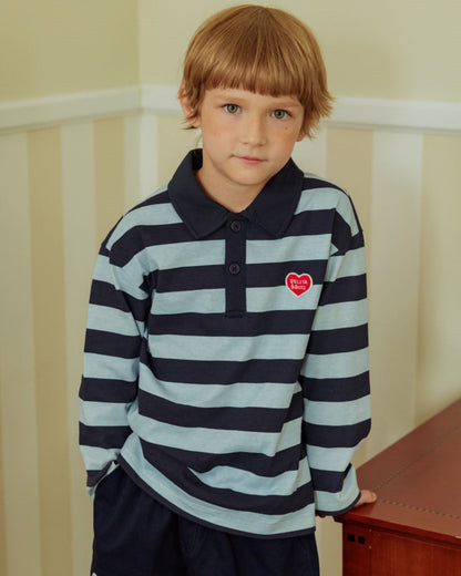 Navy BB Heart Stripe Rugby Shirt