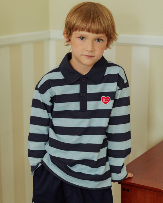 Navy BB Heart Stripe Rugby Shirt