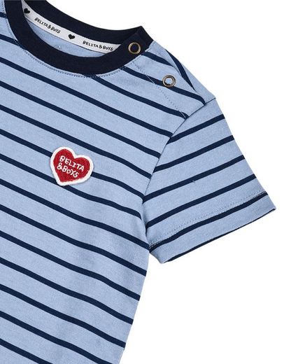 BABY Navy BB Heart Stripe Short Jumpsuit