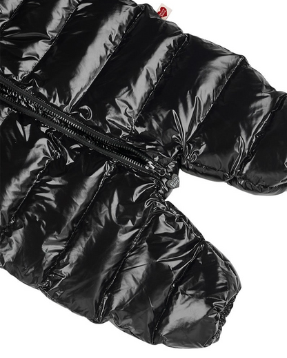 BABY Black Glossy Hooded Puffer Jumpsuit
