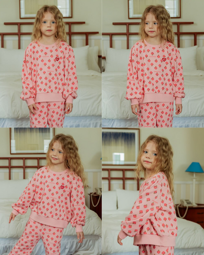 GIRL Pink Mushroom Pattern Frill Sweatshirt