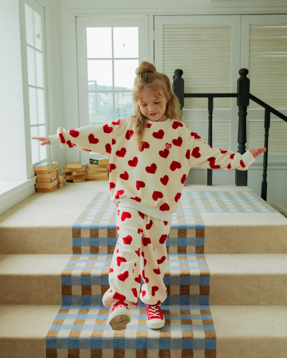 [SET] Red BB Heart Pattern Fleece Jogger