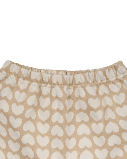 [BABY SET] Beige BB Heart Pattern Knit Cardigan & Bloomers