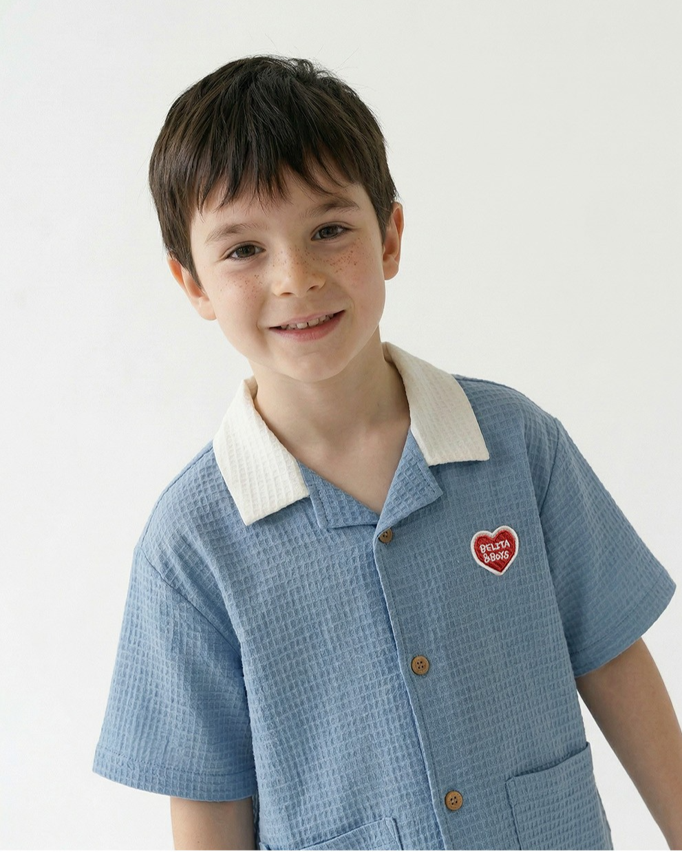 [SET] Light Blue Color Block Polysucker Shirt & Shorts