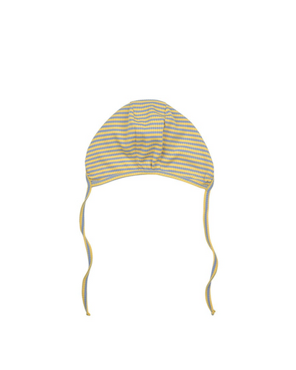 [BABY SET] Light Blue Stripe Rib Jumpsuit & Bib & Bonnet