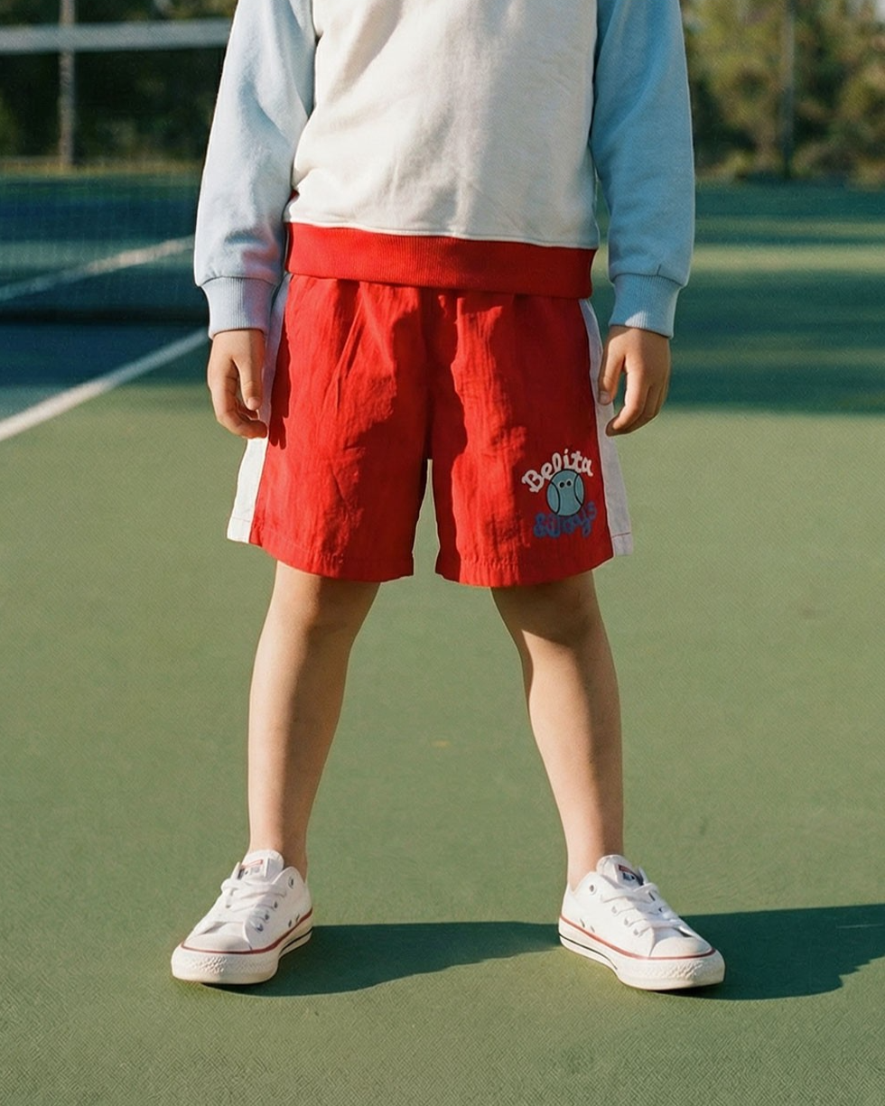 Red Tennis Color Block Shorts