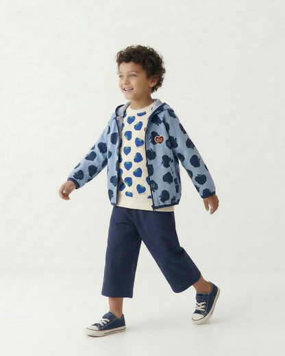 Navy BB Heart Polysucker Crop Pants