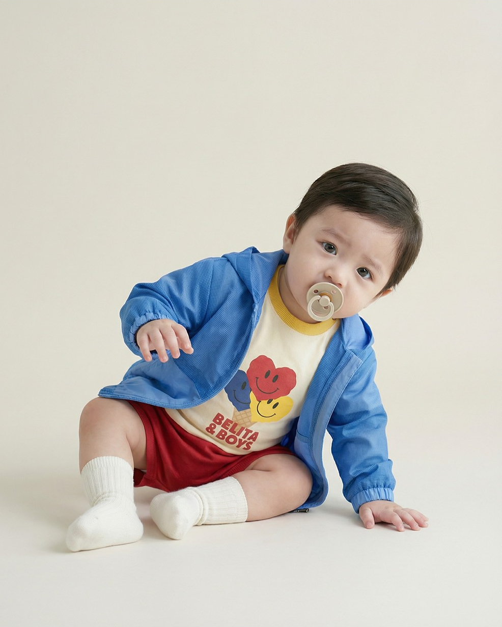 BABY Blue BB Heart Hooded Windbreaker