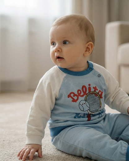 [BABY SET] Light Blue Tennis Color Block Jogger