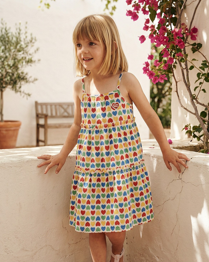GIRL Cream Rainbow Heart Polysucker Dress