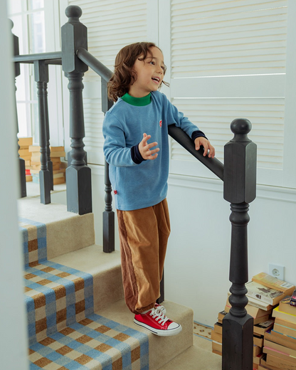 Light Blue Color Block Half Neck Knit