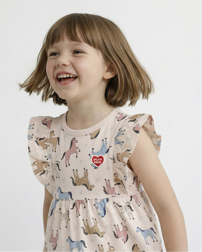 [GIRL SET] Light Pink Horse Pattern Blouse & Shorts