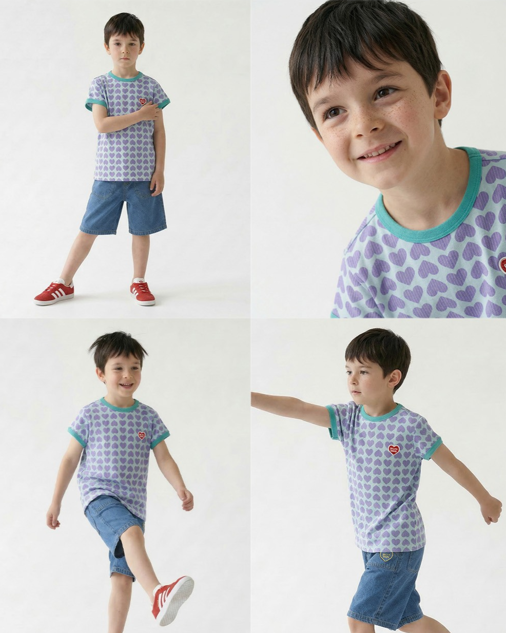 Violet BB Heart Pattern One Mile Short Sleeve