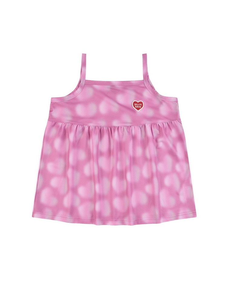 [GIRL SET] Pink Water Dye Heart Pattern Sleeveless Shorts