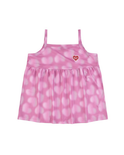 [GIRL SET] Pink Water Dye Heart Pattern Sleeveless Shorts