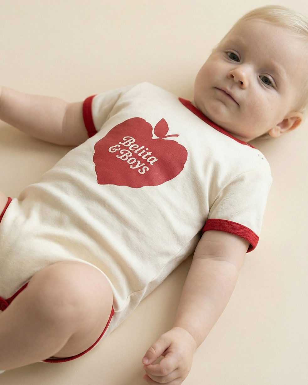 BABY Red Bubble Apple Short Jumpsuit