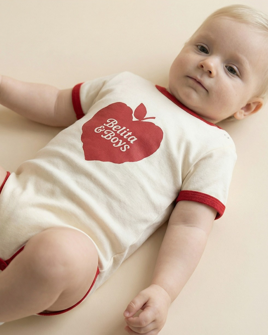 BABY Red Bubble Apple Short Jumpsuit